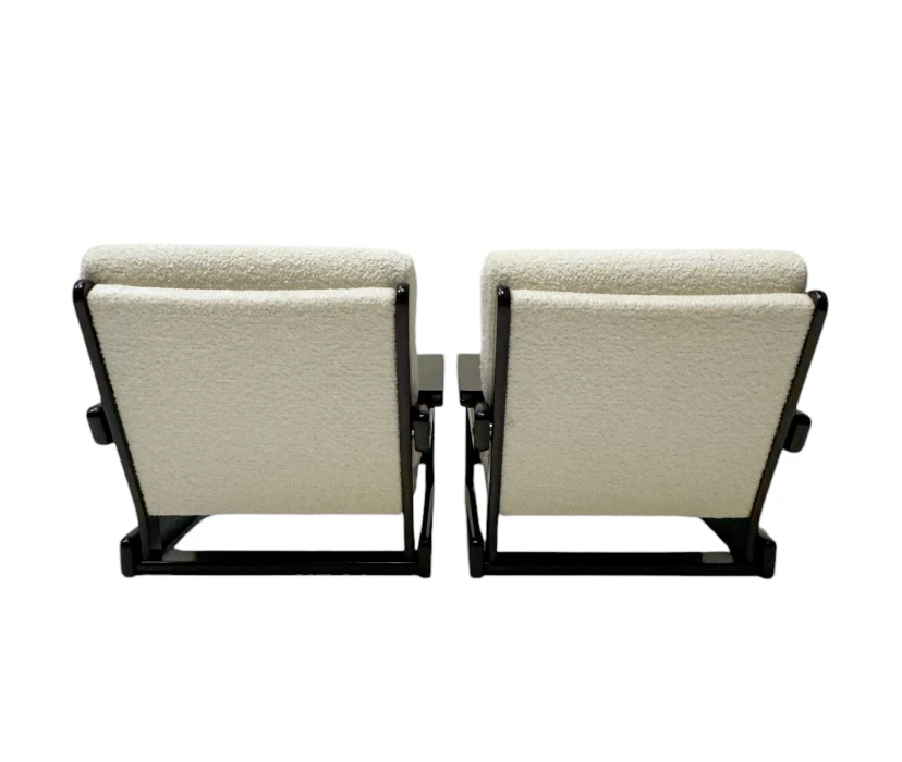 Mid-Century Modern Wenge Lounge Chairs with Bouclé Upholstery, 1970s